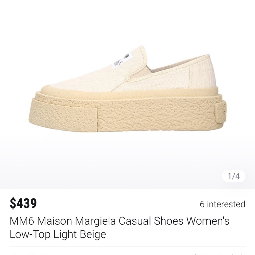 MM6 Maison Martin Margiela Paris Ecru size 37.5(6.5w)run very big size 8w